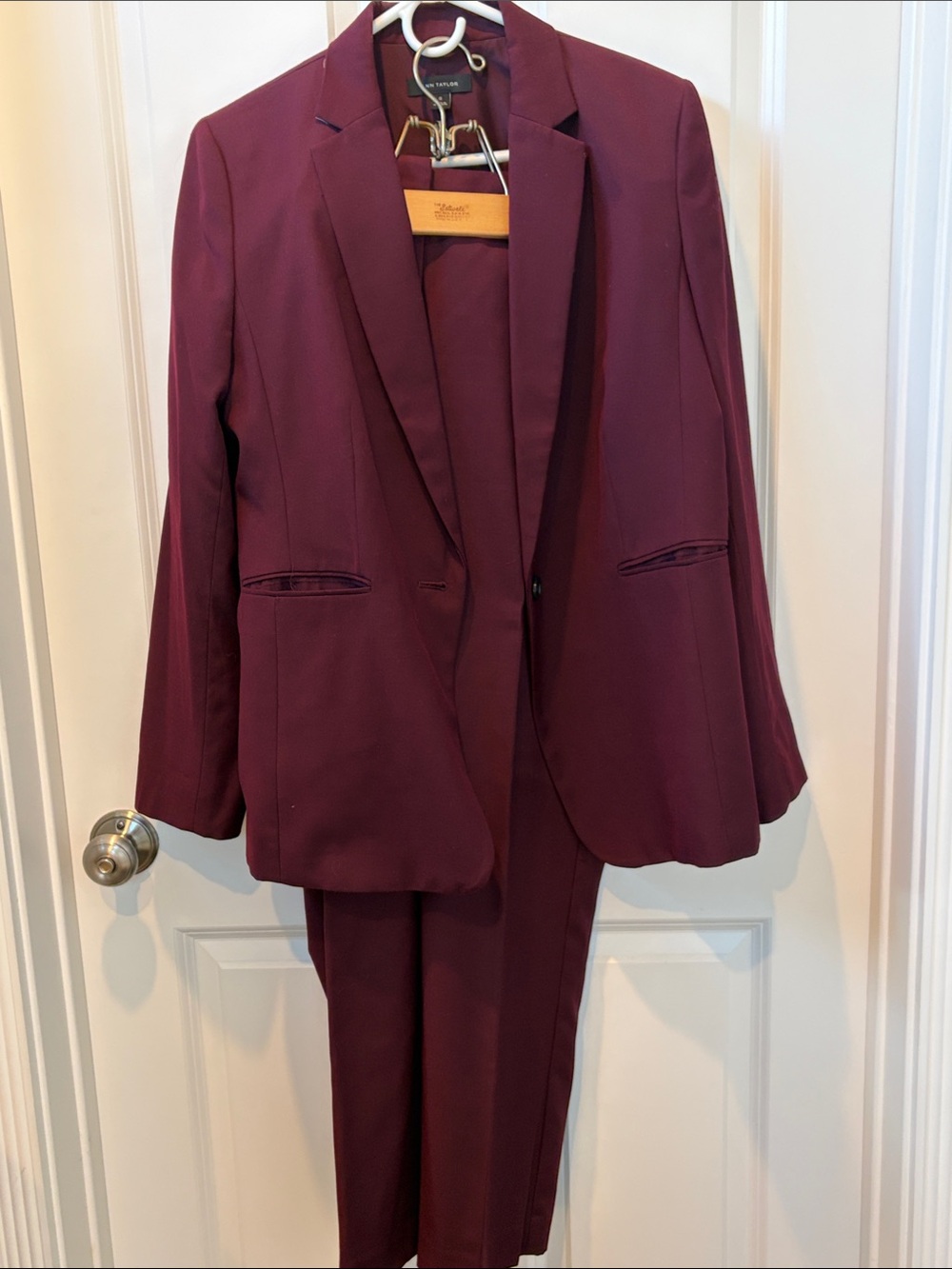 Ann Taylor Plum Two-Piece Blazer and Pants Suit